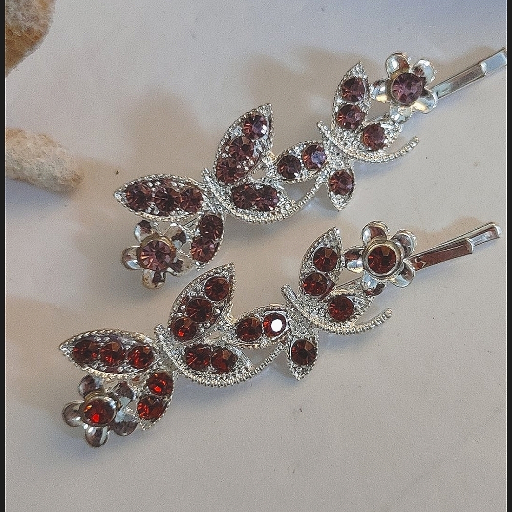 7 Silver Crystal Hair Pins - Picture 2 of 5
